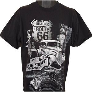 Vintage Route 66 T Shirt Mens Size Large Black 90s Main Street Of America
